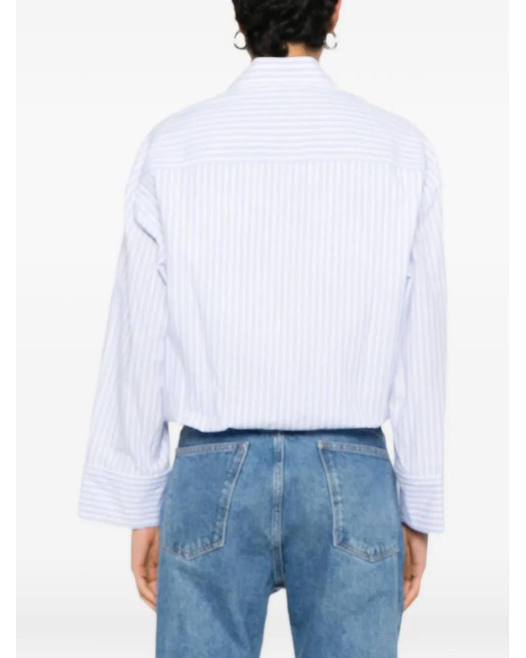 Sandro White Cropped Striped Shirt