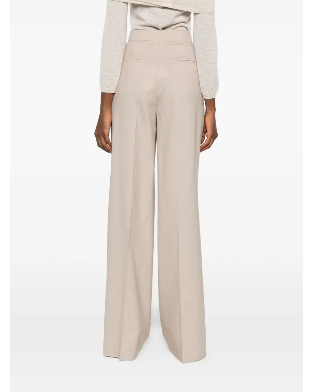 Max Mara White Palazzo Wool Pants