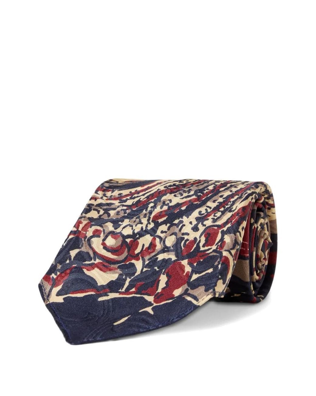 RRL Blue Graphic-Print Silk Tie for men
