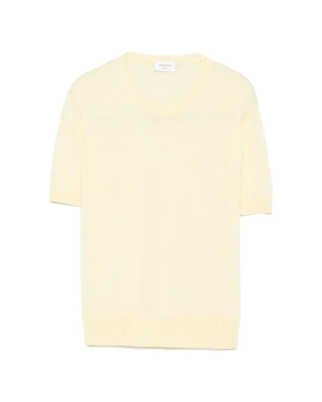 Saint Laurent Natural Short-Sleeve Sweater