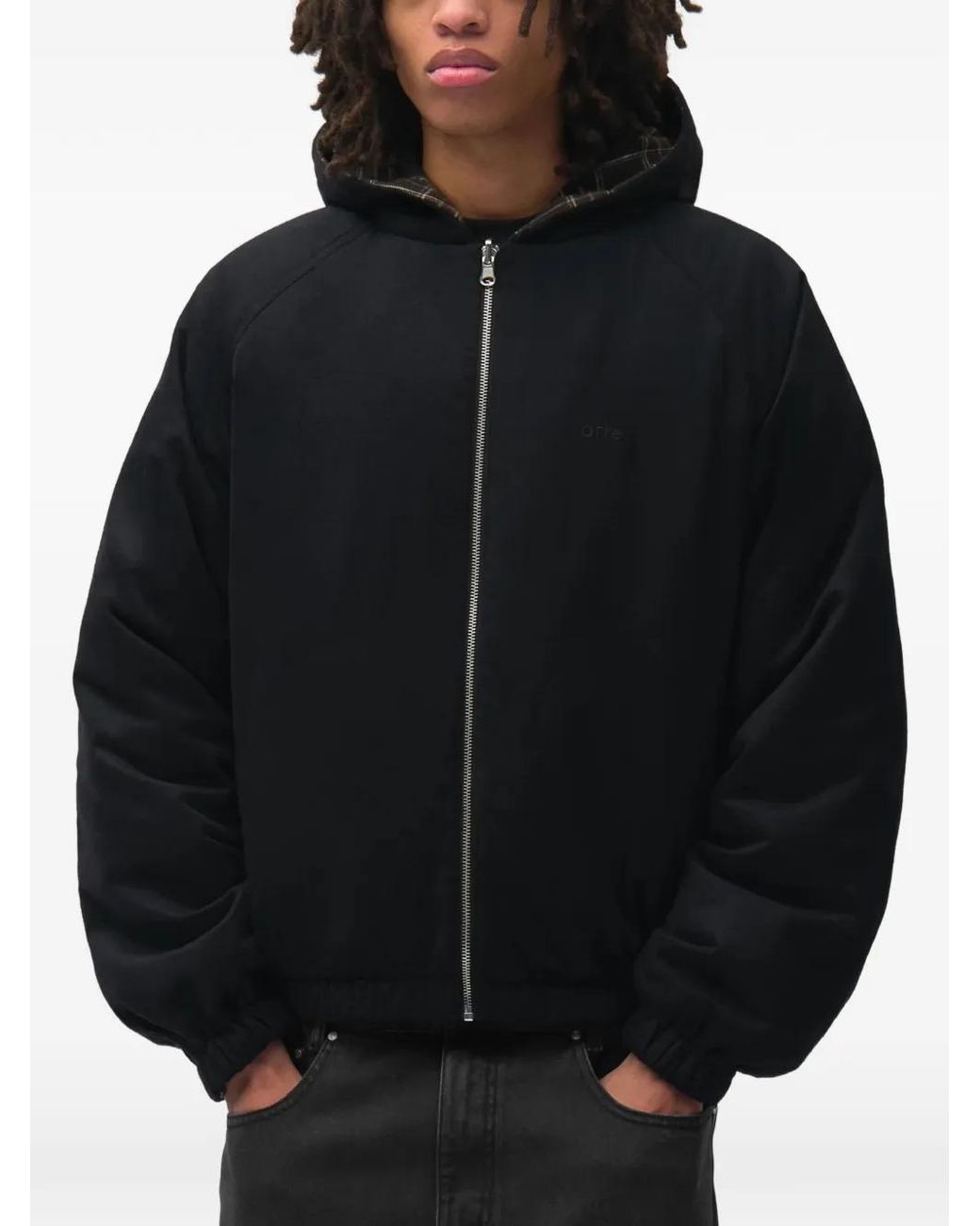 Arte' Black Check-Pattern Reversible Jacket for men