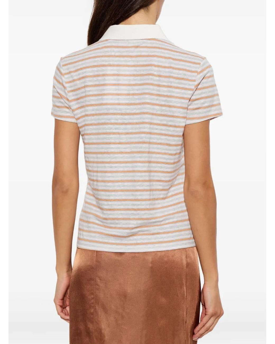 FRAME White Striped Short-Sleeve Polo Shirt