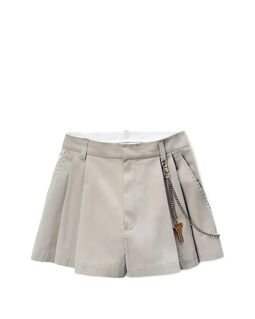 Alexander Wang Natural Pleated Chain-Embellished Shorts