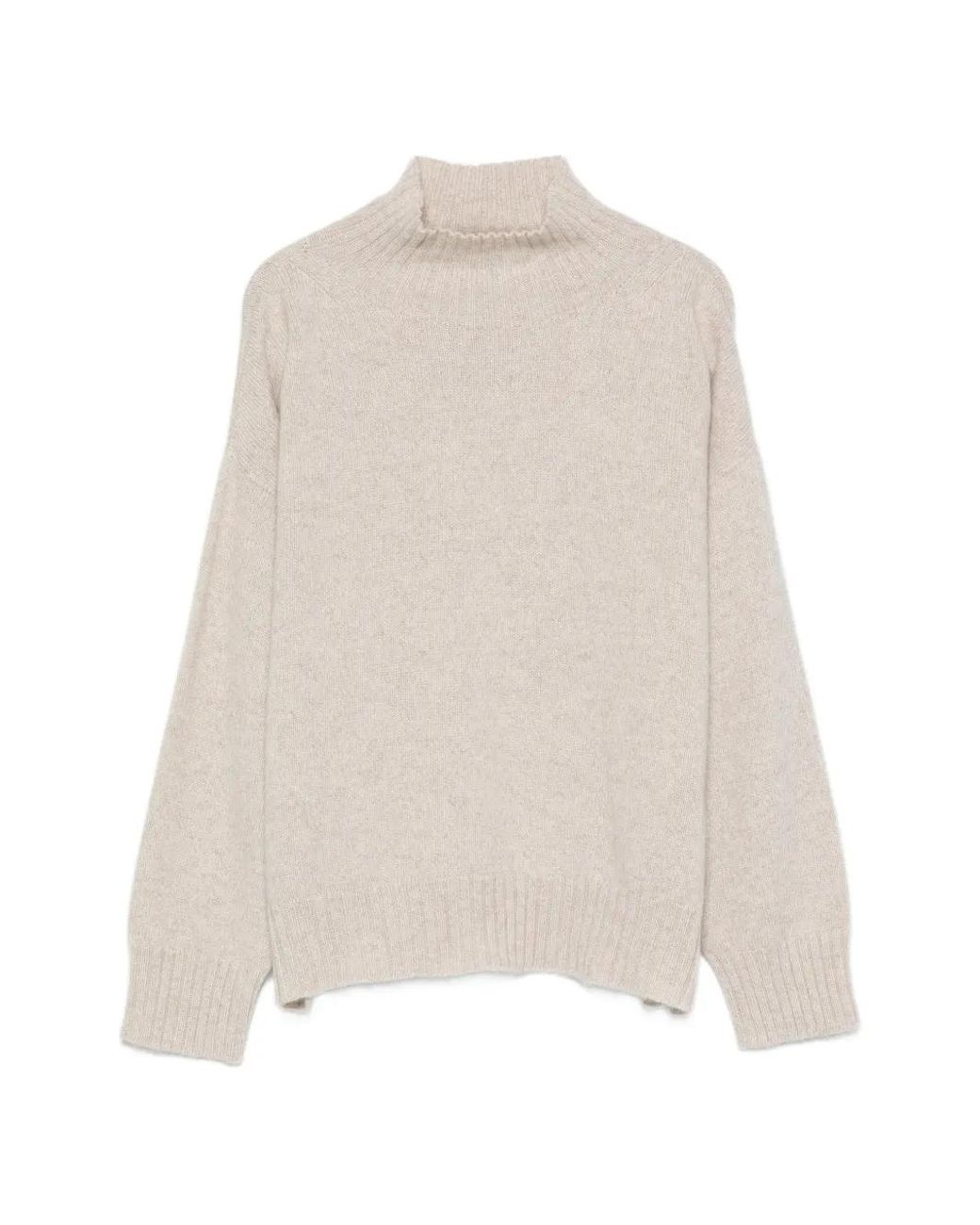 D.exterior White Cashmere High-Neck Sweater