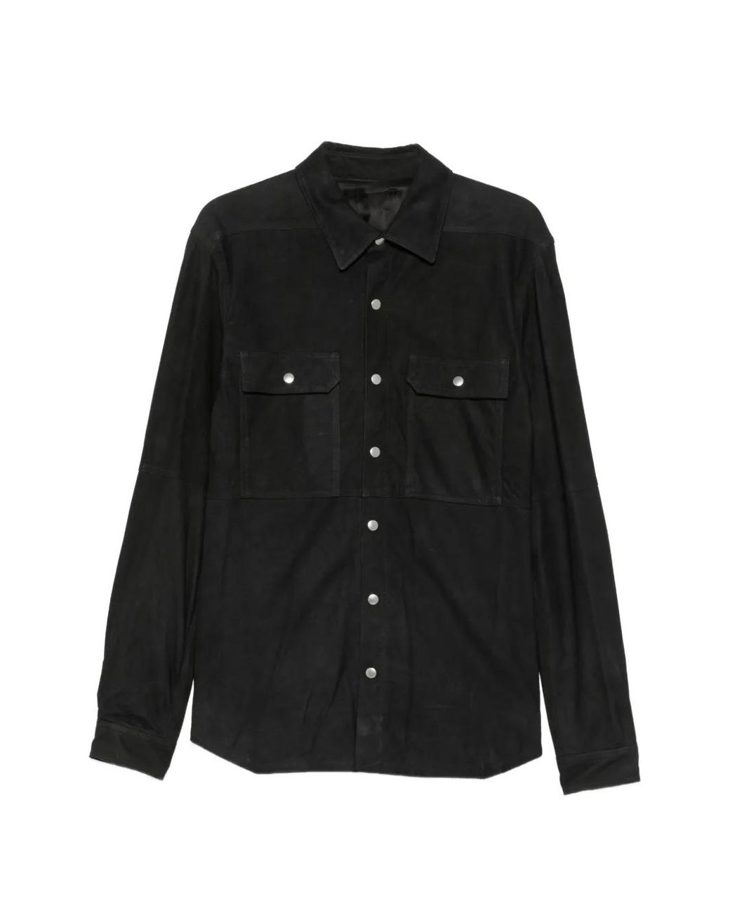 Rick Owens Black Suede Press-Stud Jacket for men