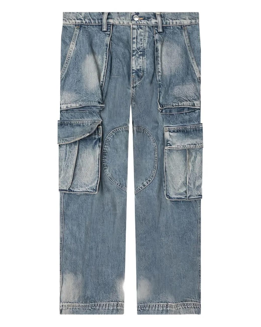 NAHMIAS Blue Logo-Patch Cargo Jeans for men