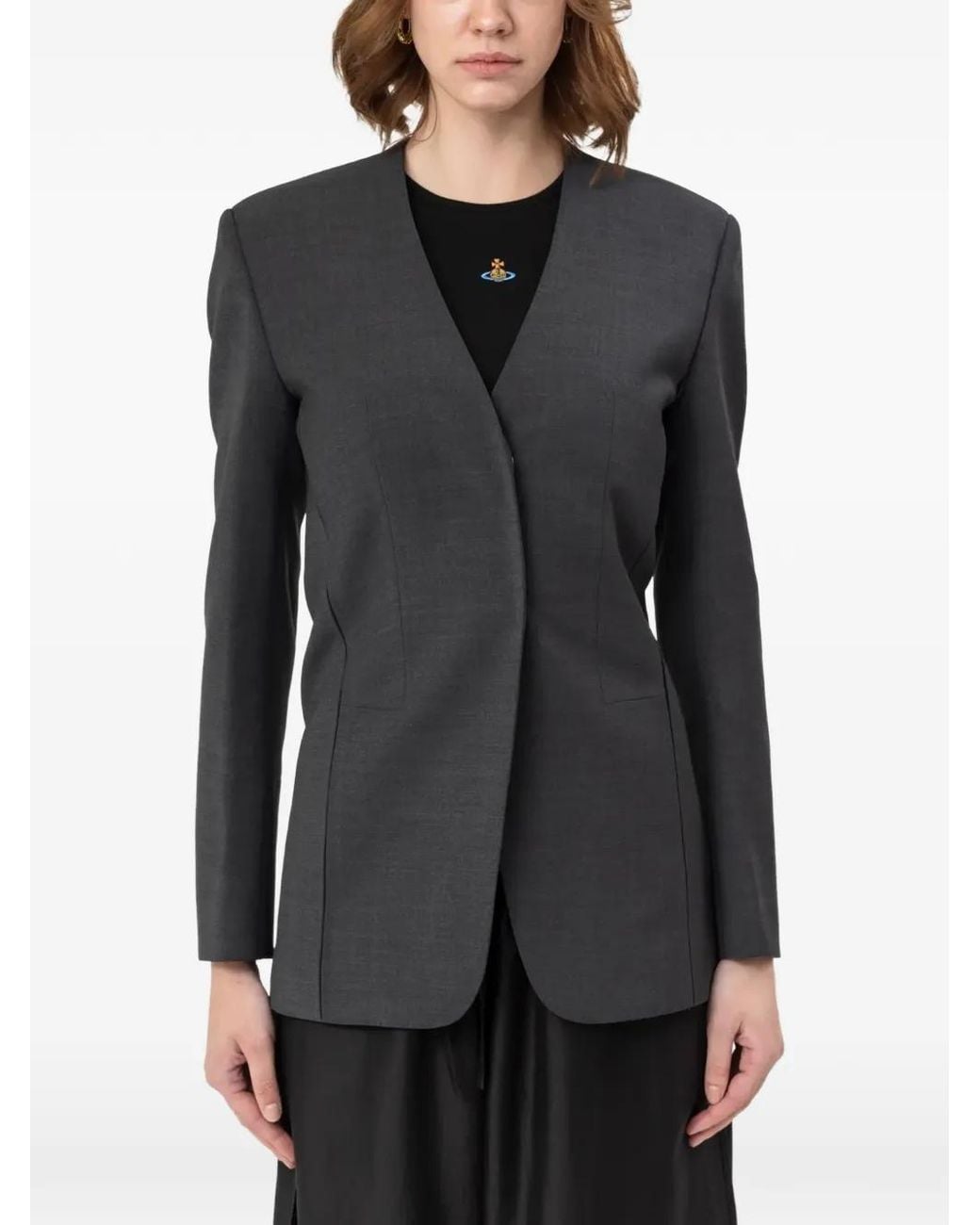 Entire studios Black Vanti Collarless Jacket