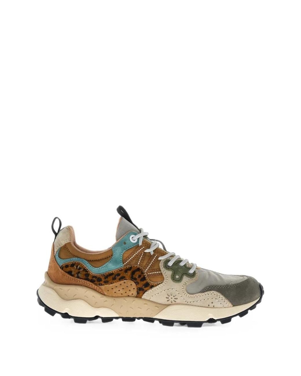 Flower Mountain Natural Leopard-Print Panelled Sneakers