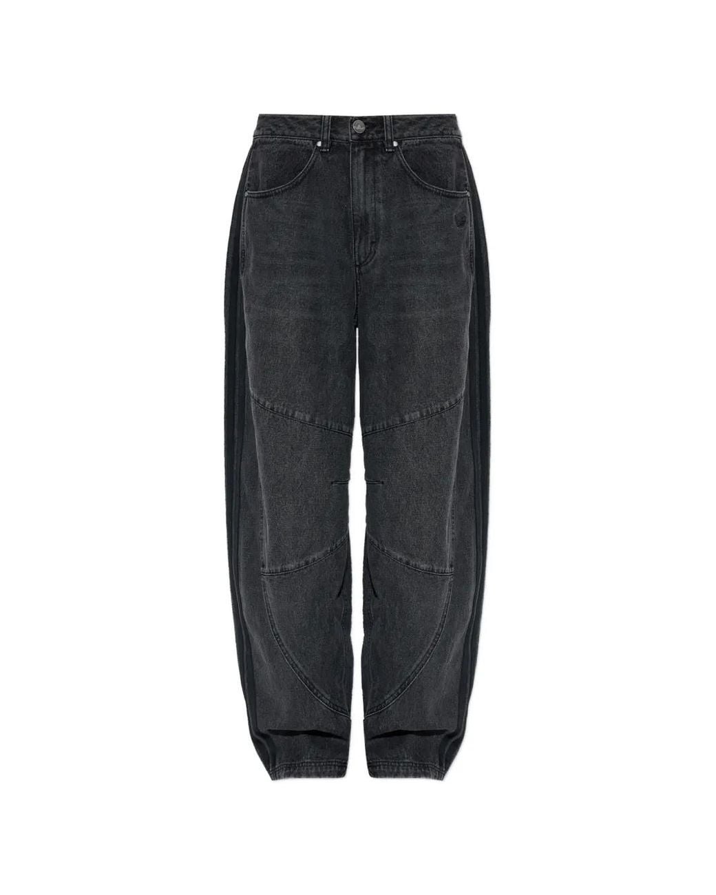 Adidas Black Logo-Embroidered Panelled Jeans