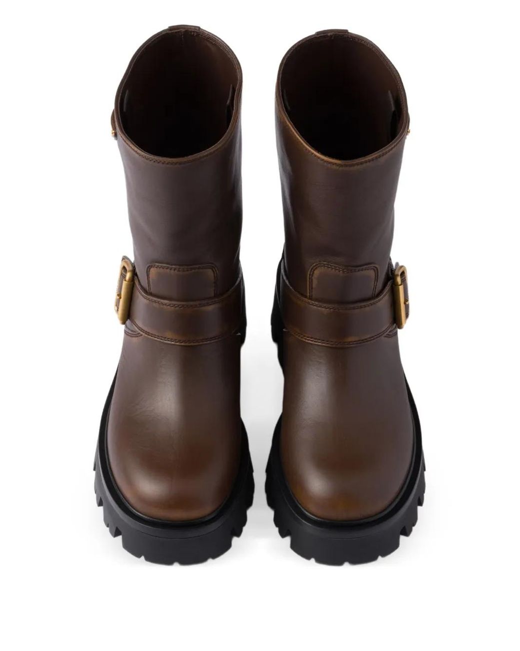 Prada Brown Stiefeletten Aus Leder, Damen, Größe