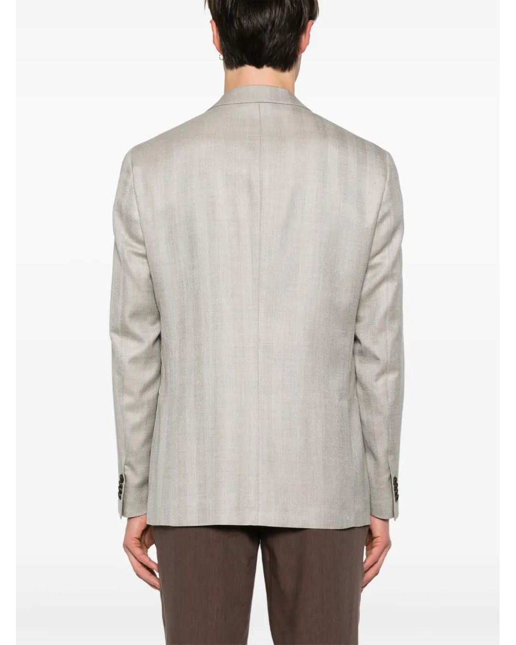 Corneliani Gray Herringbone-Pattern Blazer for men