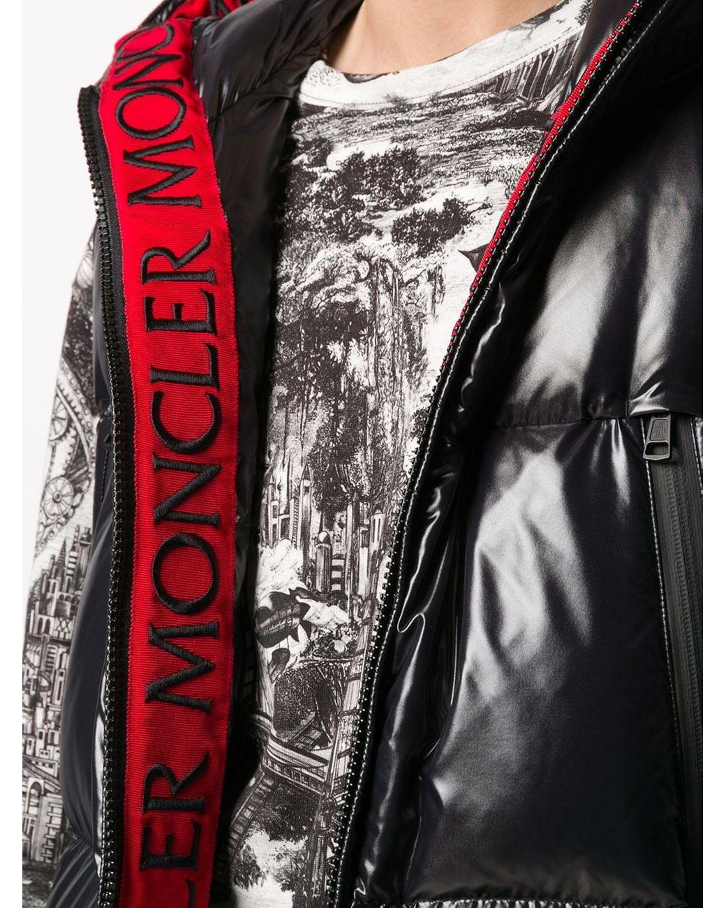 Moncler Logo Hooded Gilet in Black for Men | Lyst