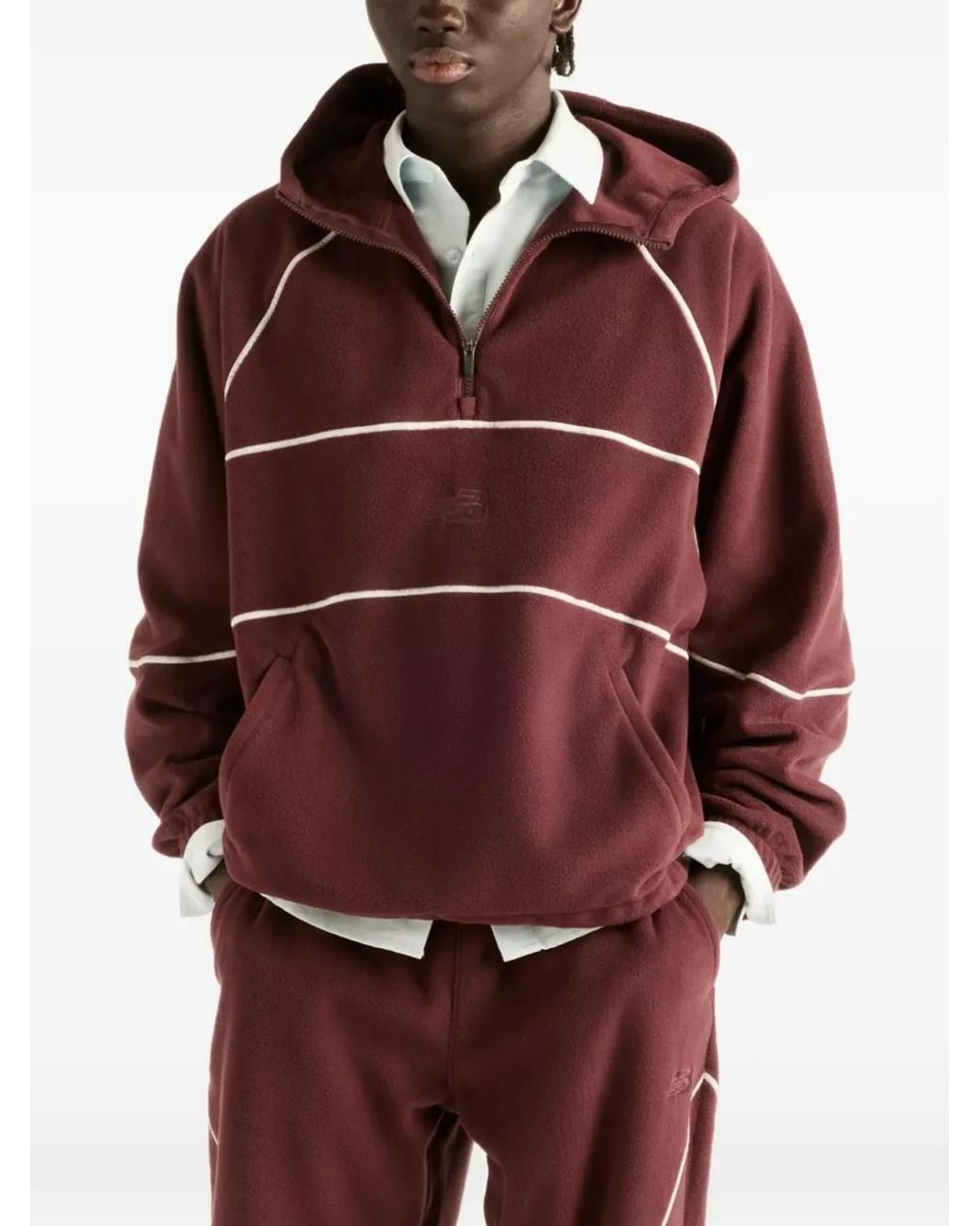New Balance Red Trackside Polar Fleece Hoodie for men