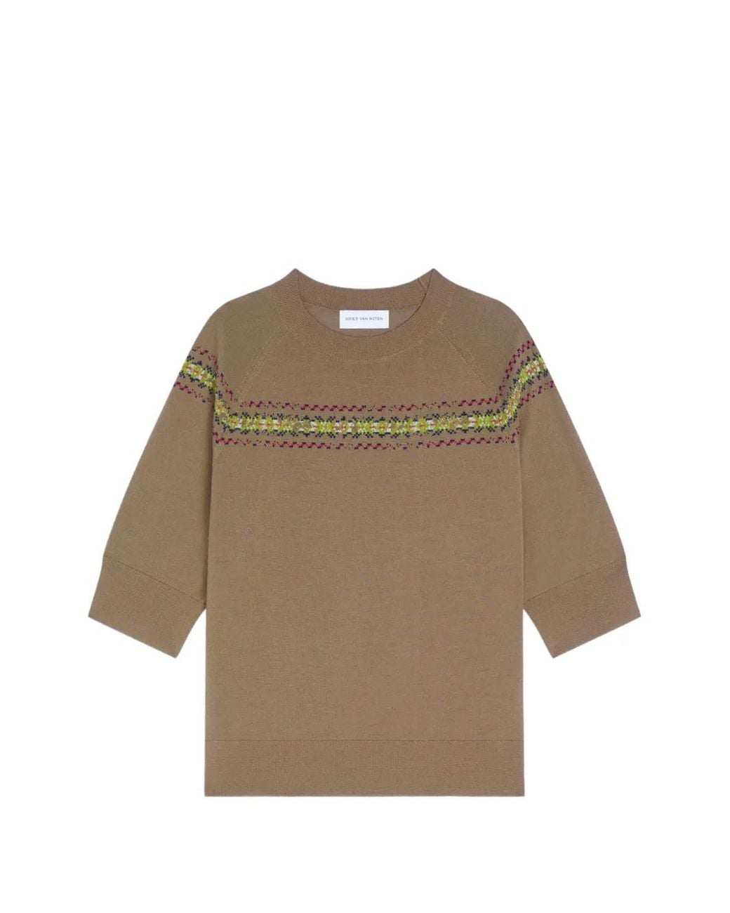 Dries Van Noten Natural Pull À Logo Brodé