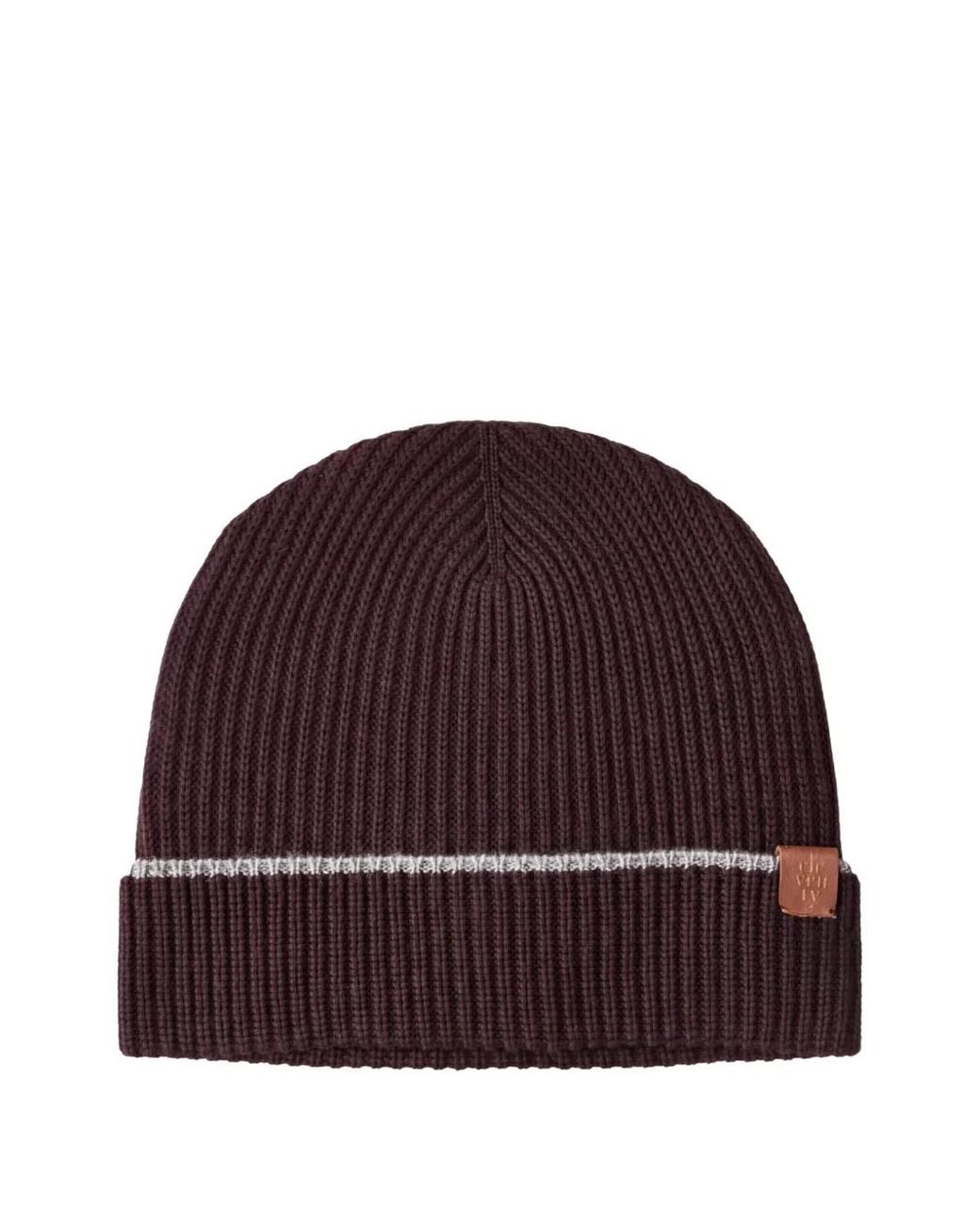 Eleventy Red Bonnet Rayé En Maille Nervurée for men