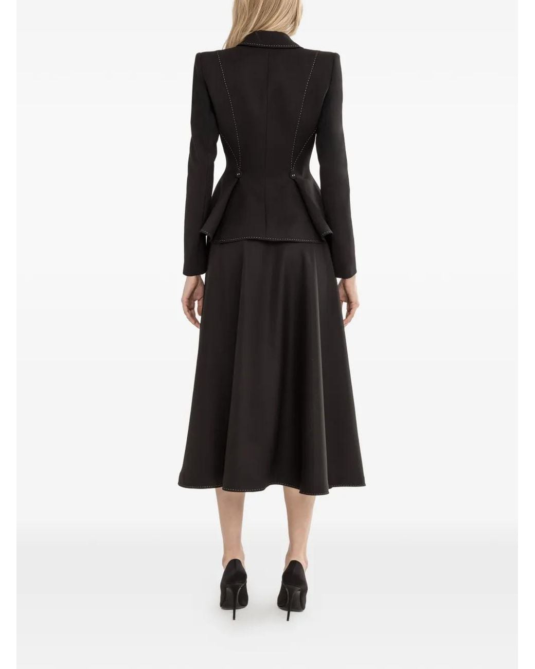Nissa Black Button Detail Midi Skirt
