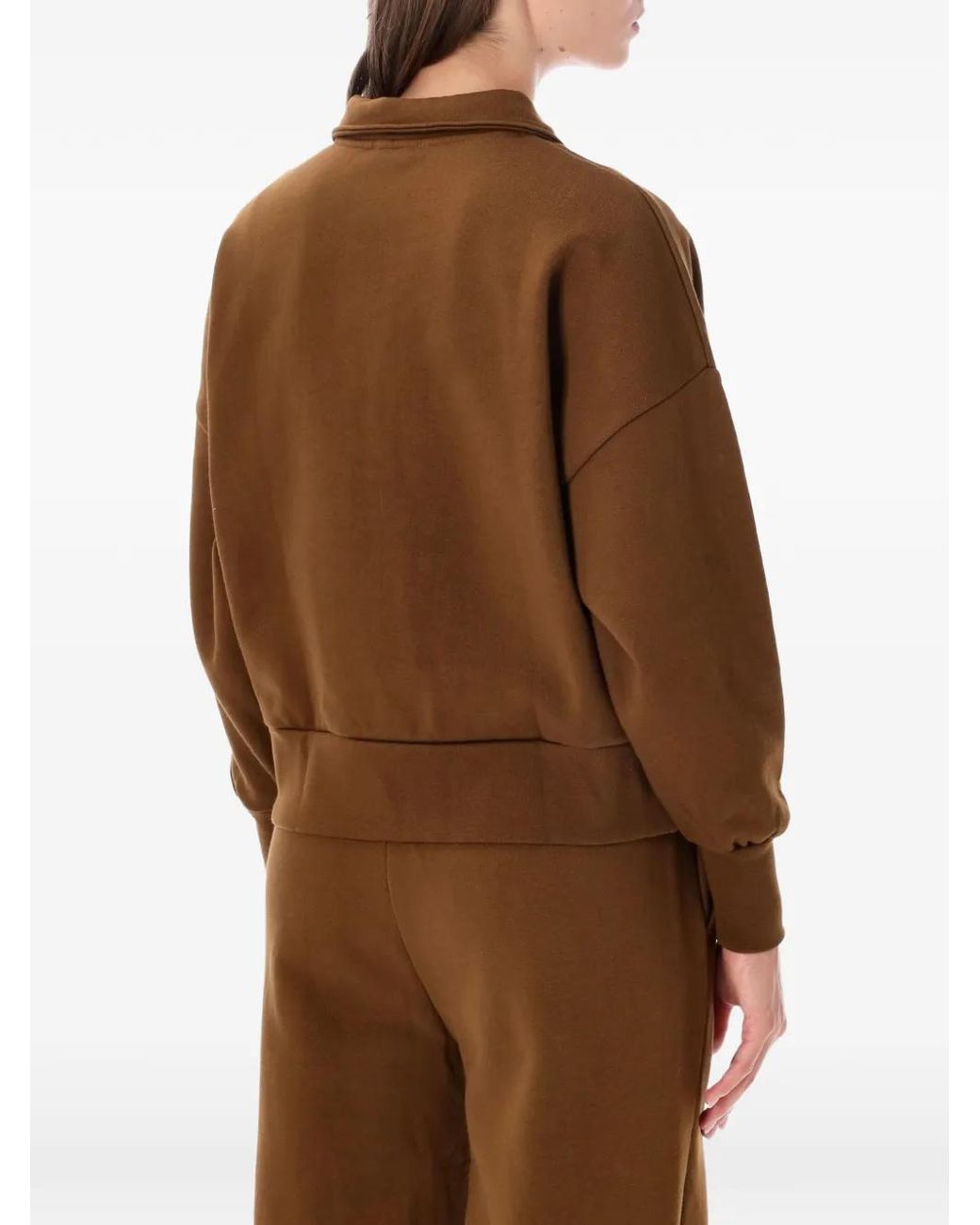 Sessun Brown Blove Button-Placket Drop-Shoulder Sweater