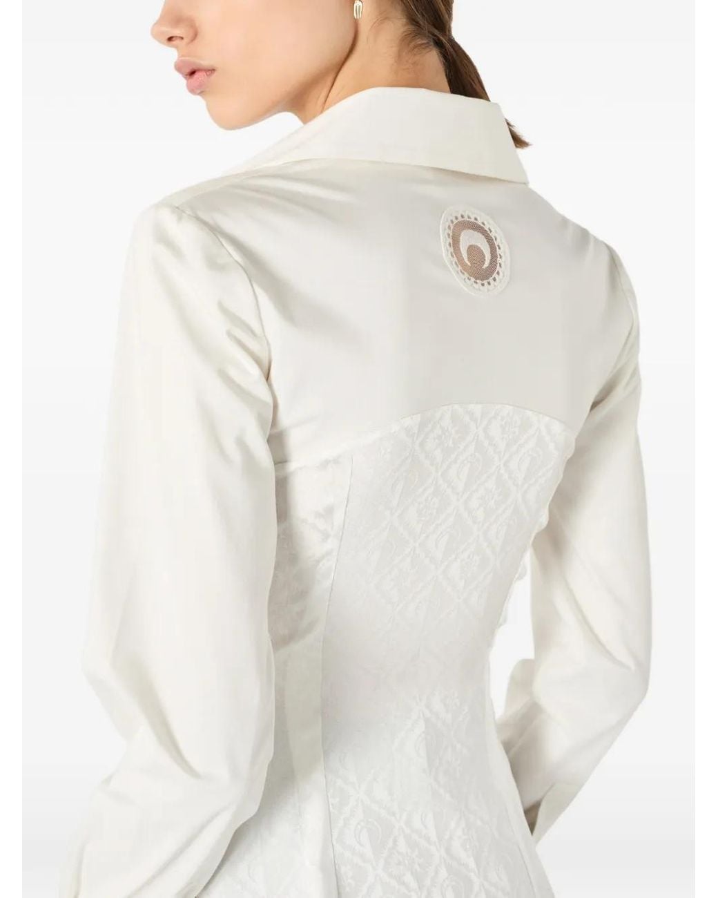 MARINE SERRE White Deadstock Stretch Percale Zipped Shirt