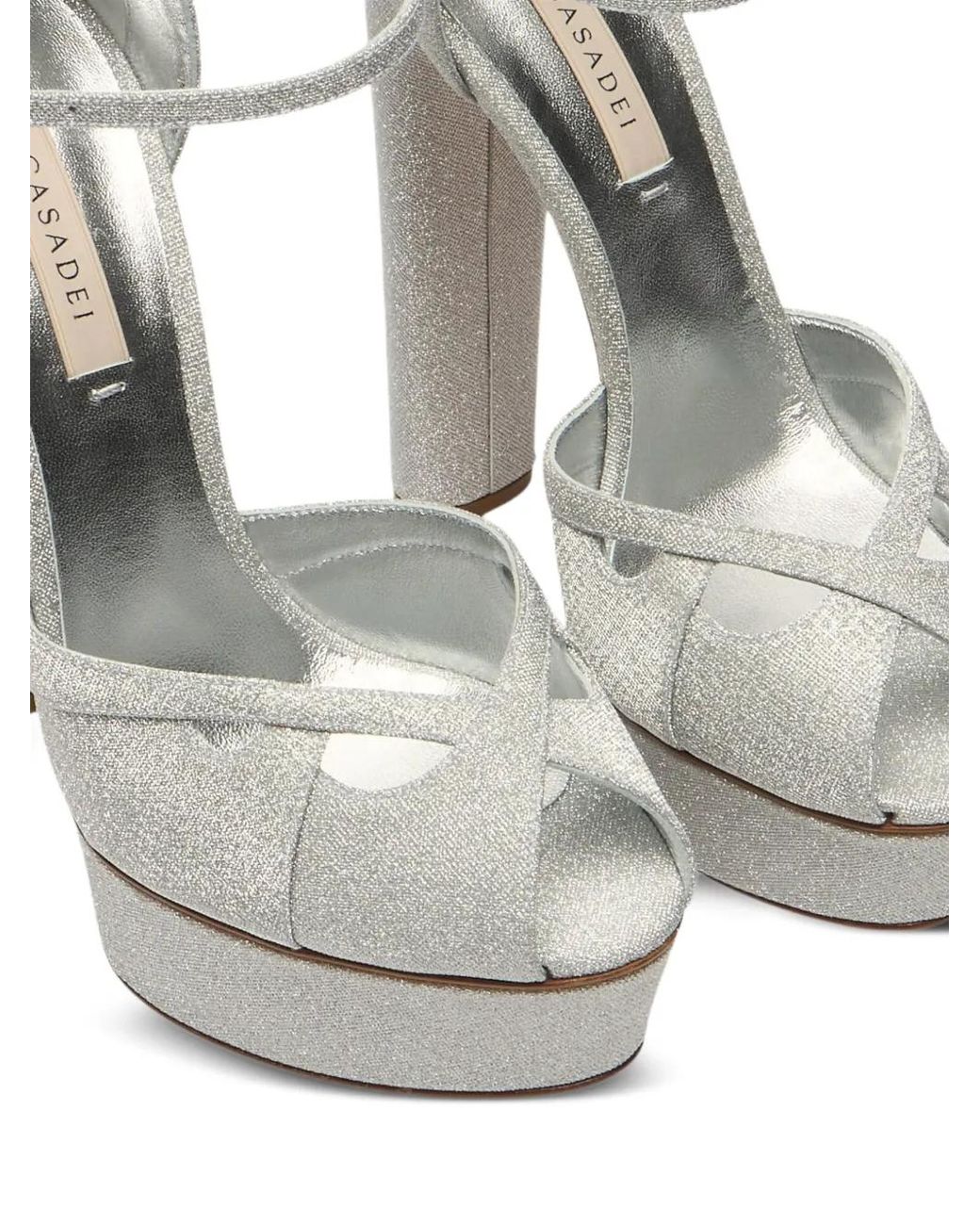 Casadei White Flora Solar Eclipse Platform Sandals