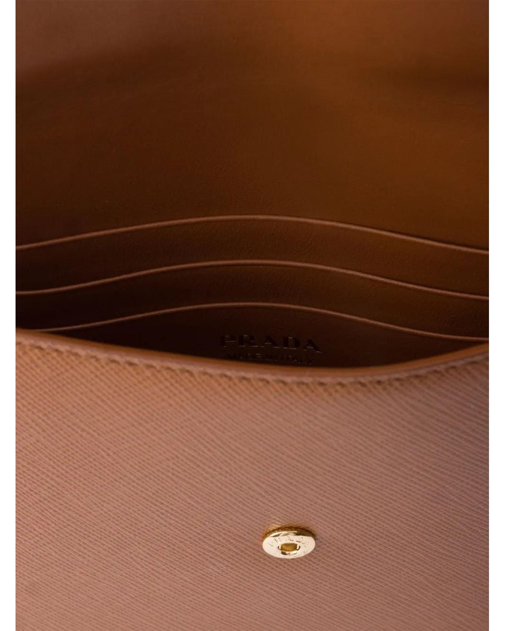 Prada Brown Saffiano-Leather Envelope Clutch