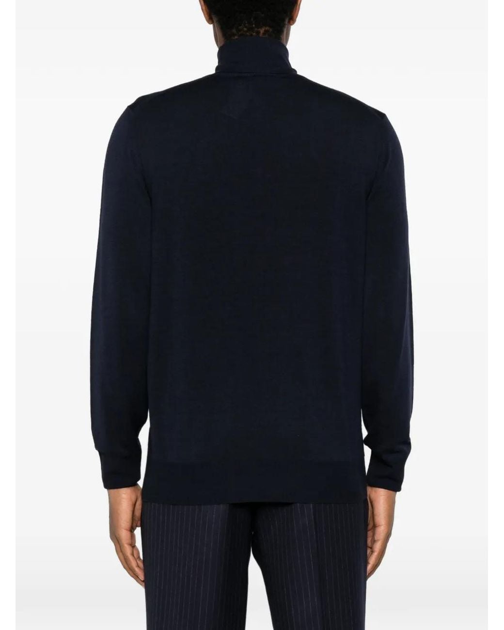 Canali Blue Roll-Neck Wool Sweater for men