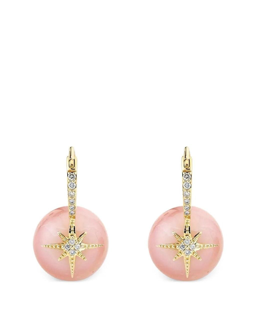 Sydney Evan Pink Starburst Opal And Diamond Earrings