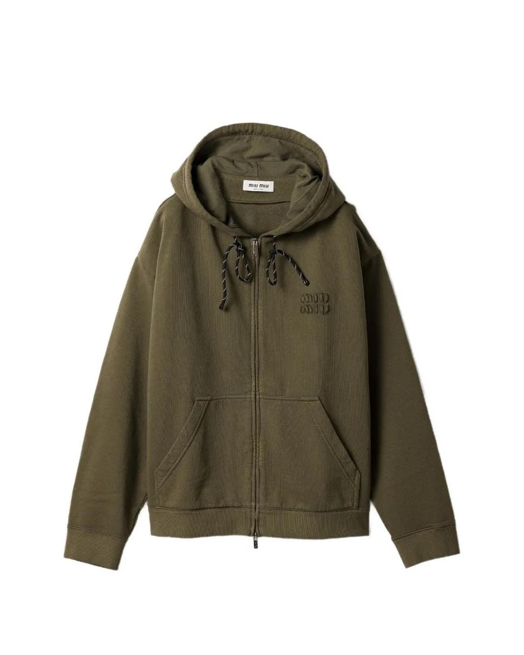 Miu Miu Green Logo-Embroidered Hoodie