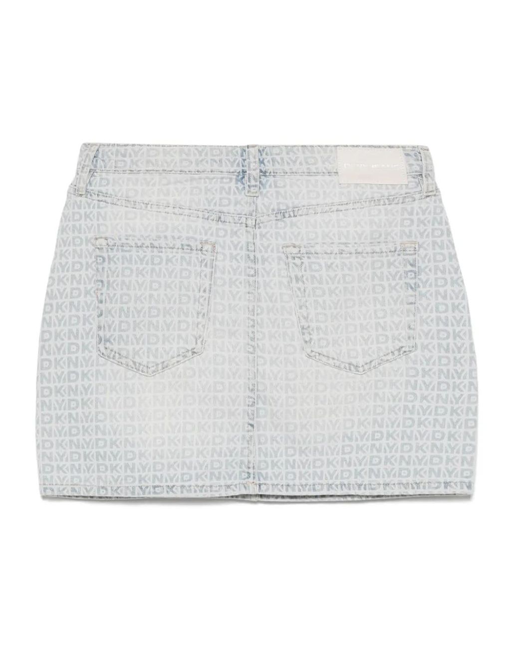 DKNY White Monogram Mini Skirt