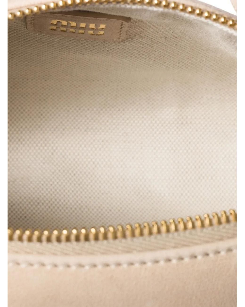 Miu Miu Natural Logo-Embossed Leather Pouch