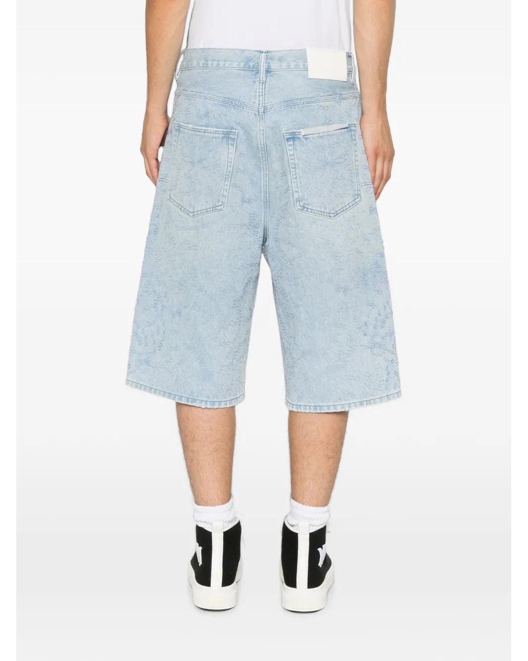 Purple Brand Blue Beaded-Embellished Shorts for men