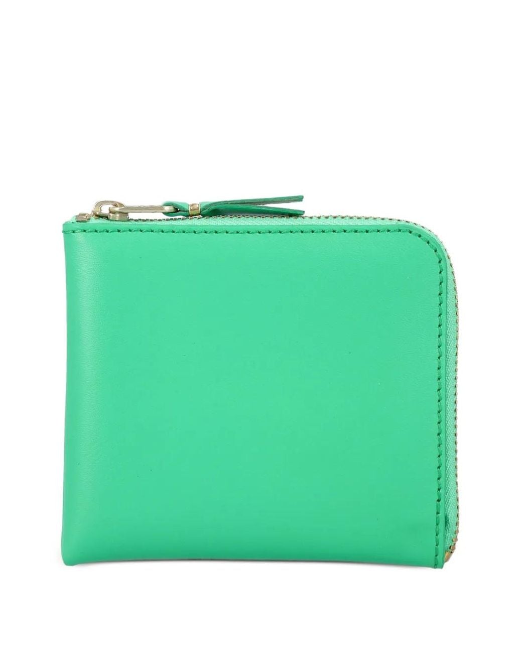 Comme des Garçons Green Zip Small Leather Wallet