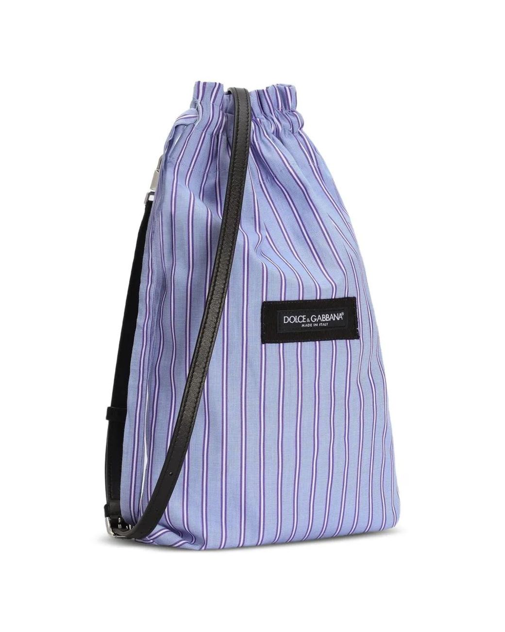 Dolce & Gabbana Blue Striped Drawstring Shoulder Bag for men
