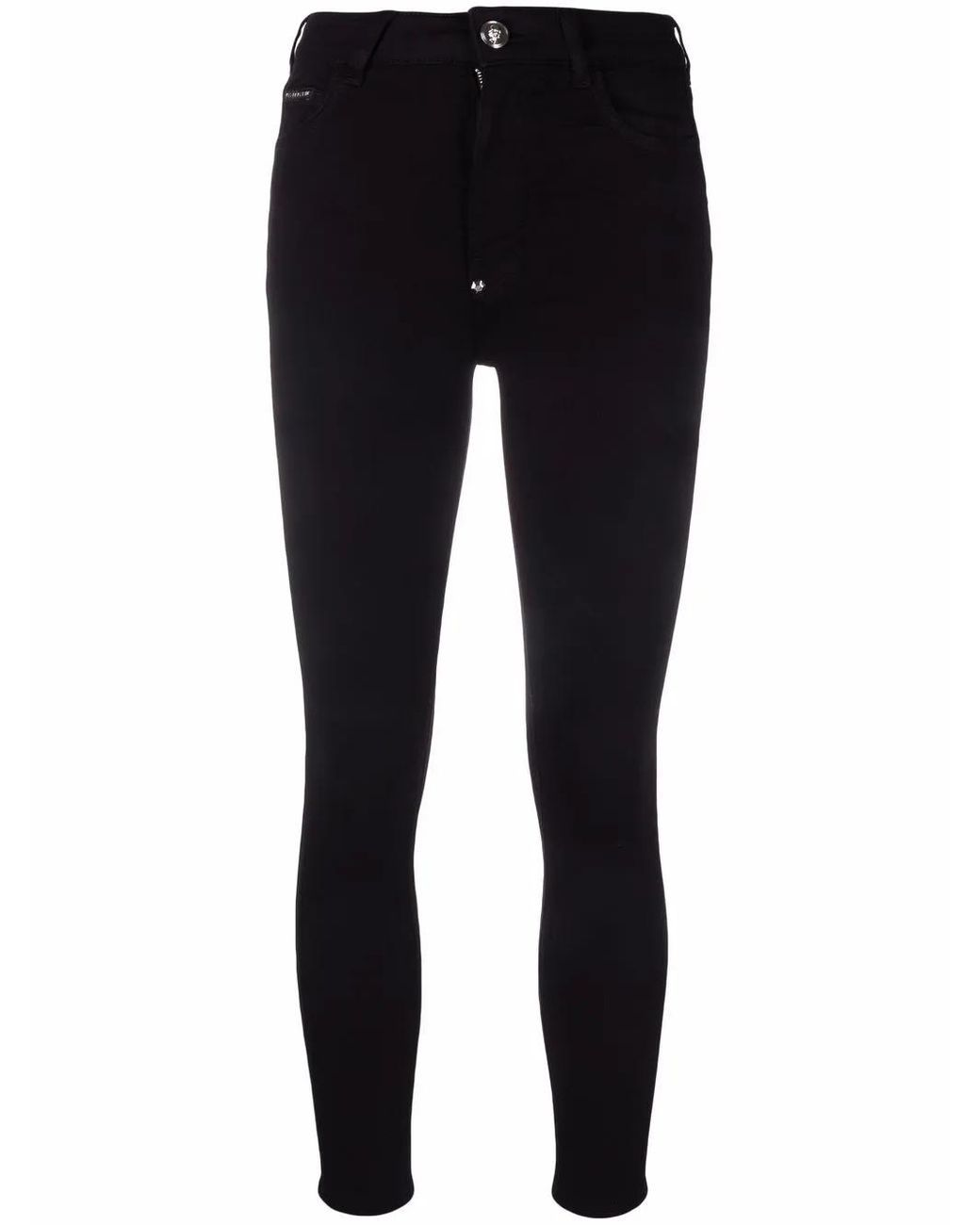 Philipp Plein Black Logo-Appliqué Skinny Jeans