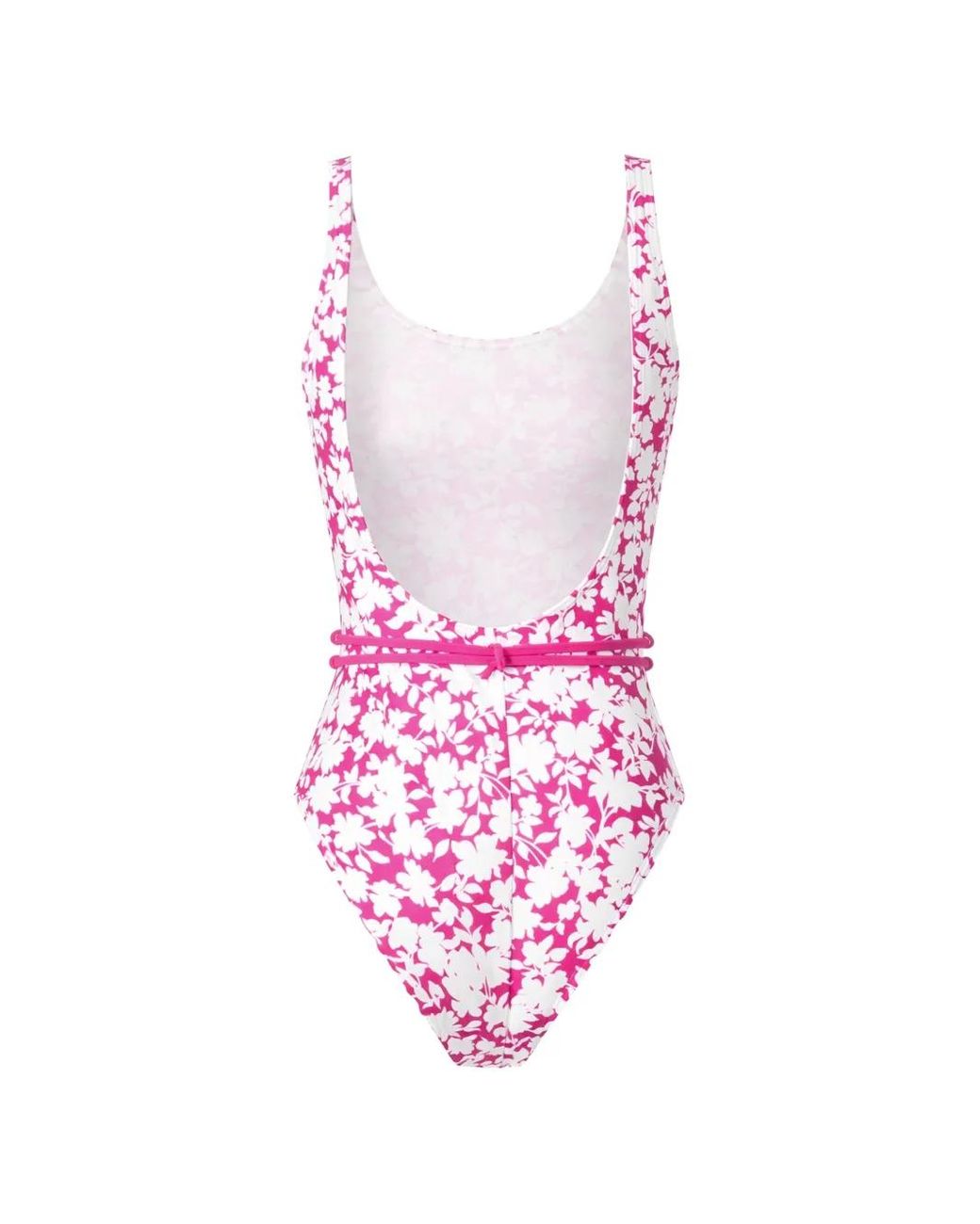 MICHAEL Michael Kors Pink Floral-Print Belted Swimsuit