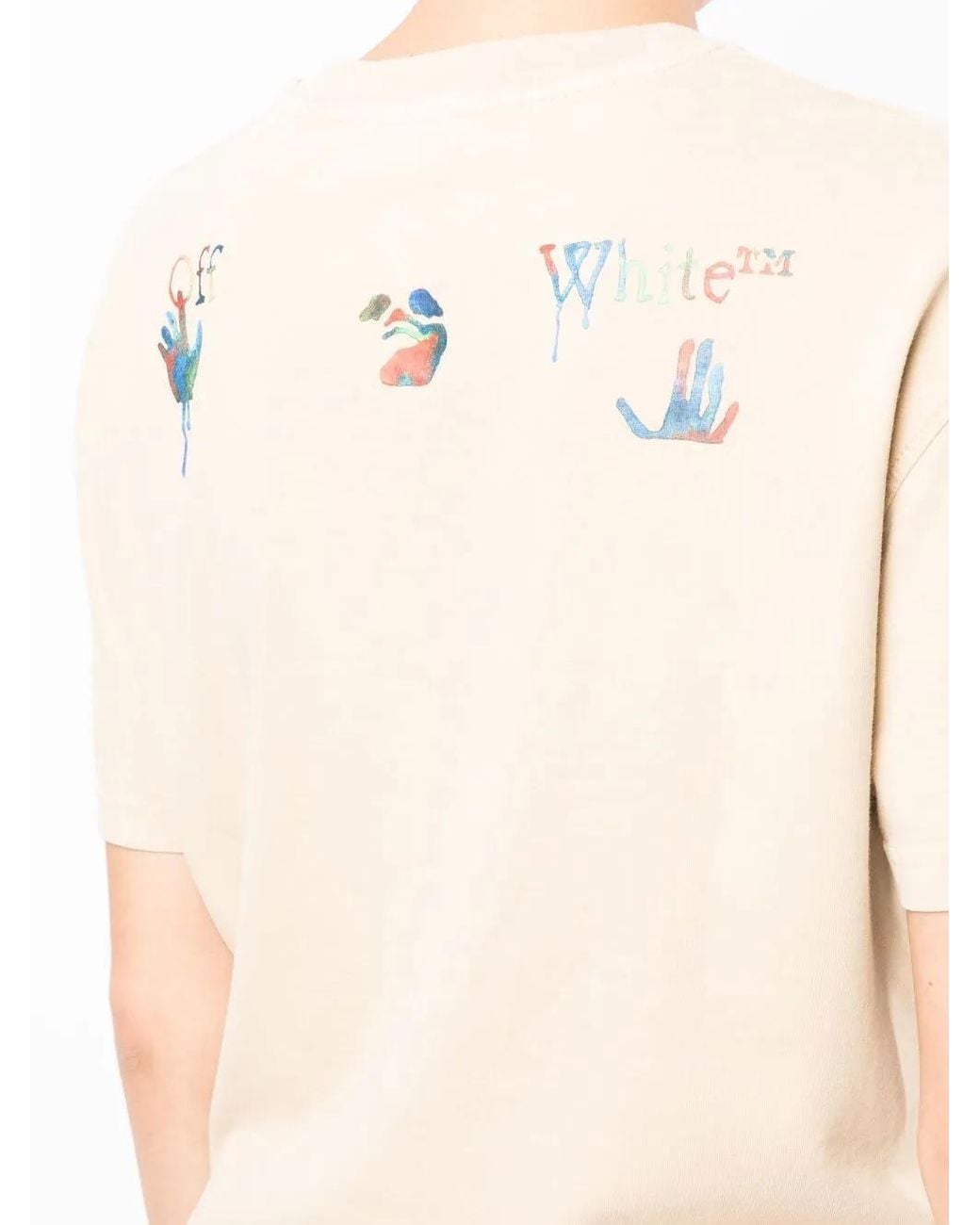 Off-White c/o Virgil Abloh Natural Logo-Print Cotton T-Shirt