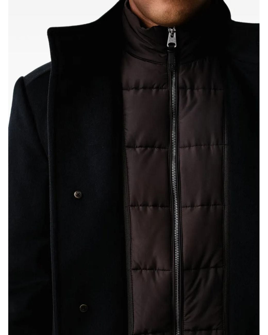 Joop! Black Button-Fastening High-Neck Coat for men