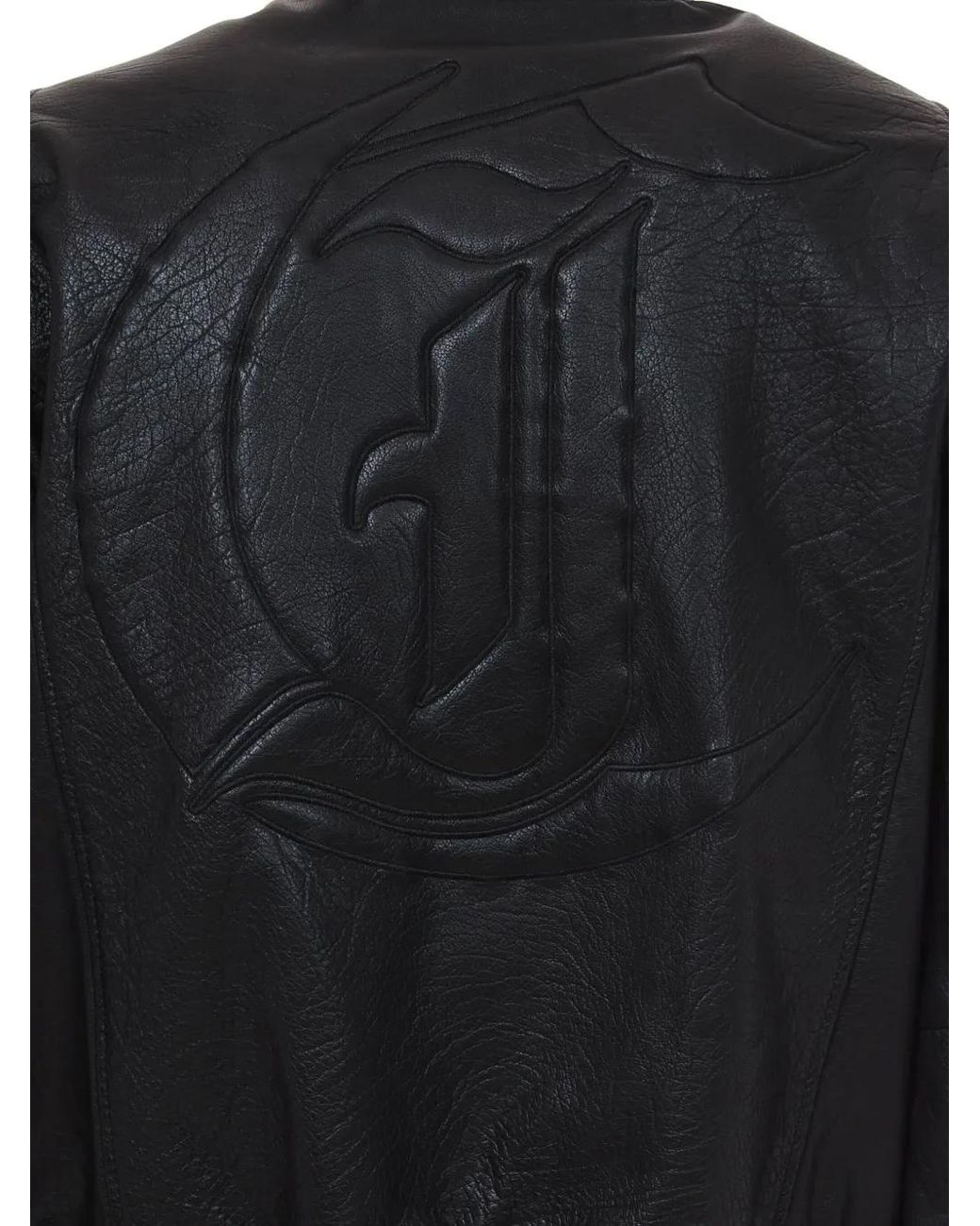 Just Cavalli Black Zip-Up Leather Jacket for men