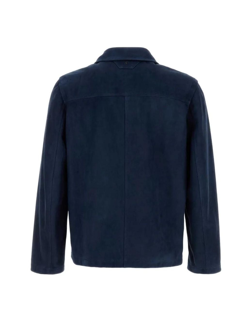 Salvatore Santoro Blue Button-Up Suede Jacket for men