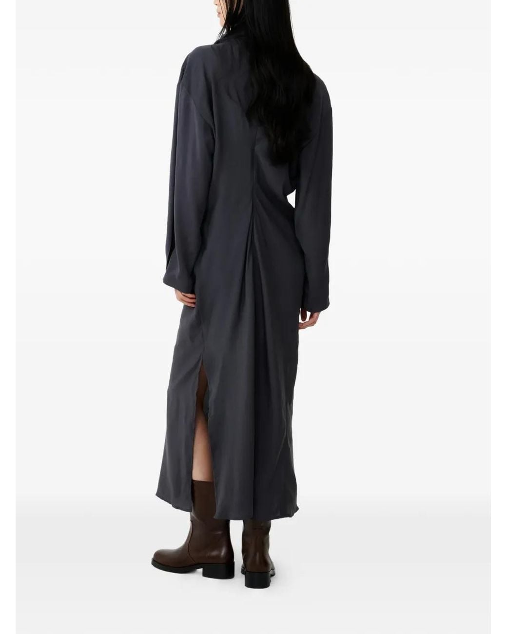 Studio Nicholson Black Robe Asymétrique À Liens À Nouer À La Nuque