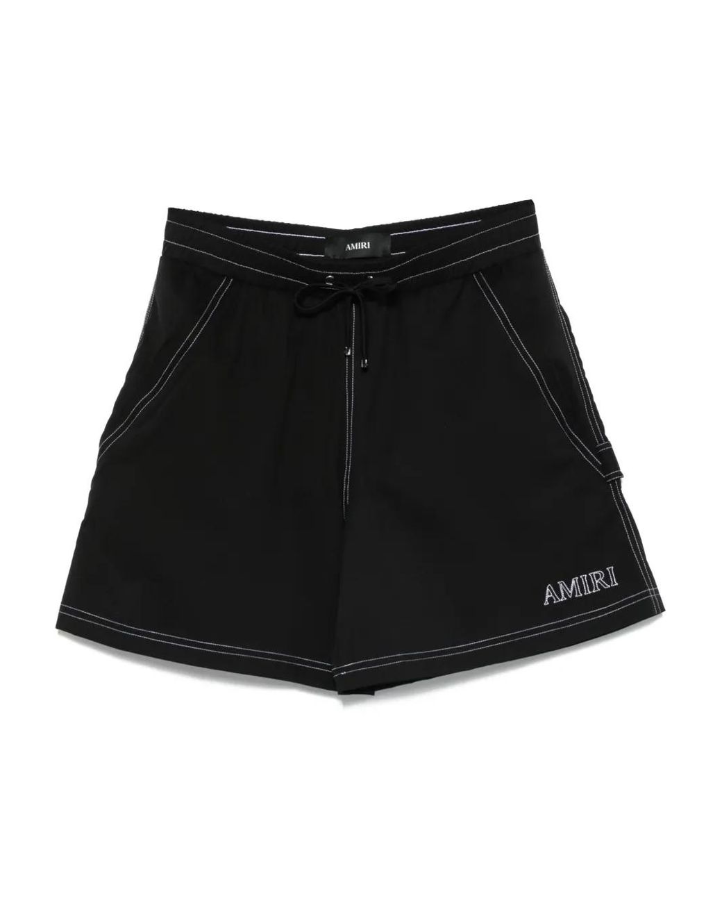 Amiri Black Embroidered-Pocket Swim Shorts for men
