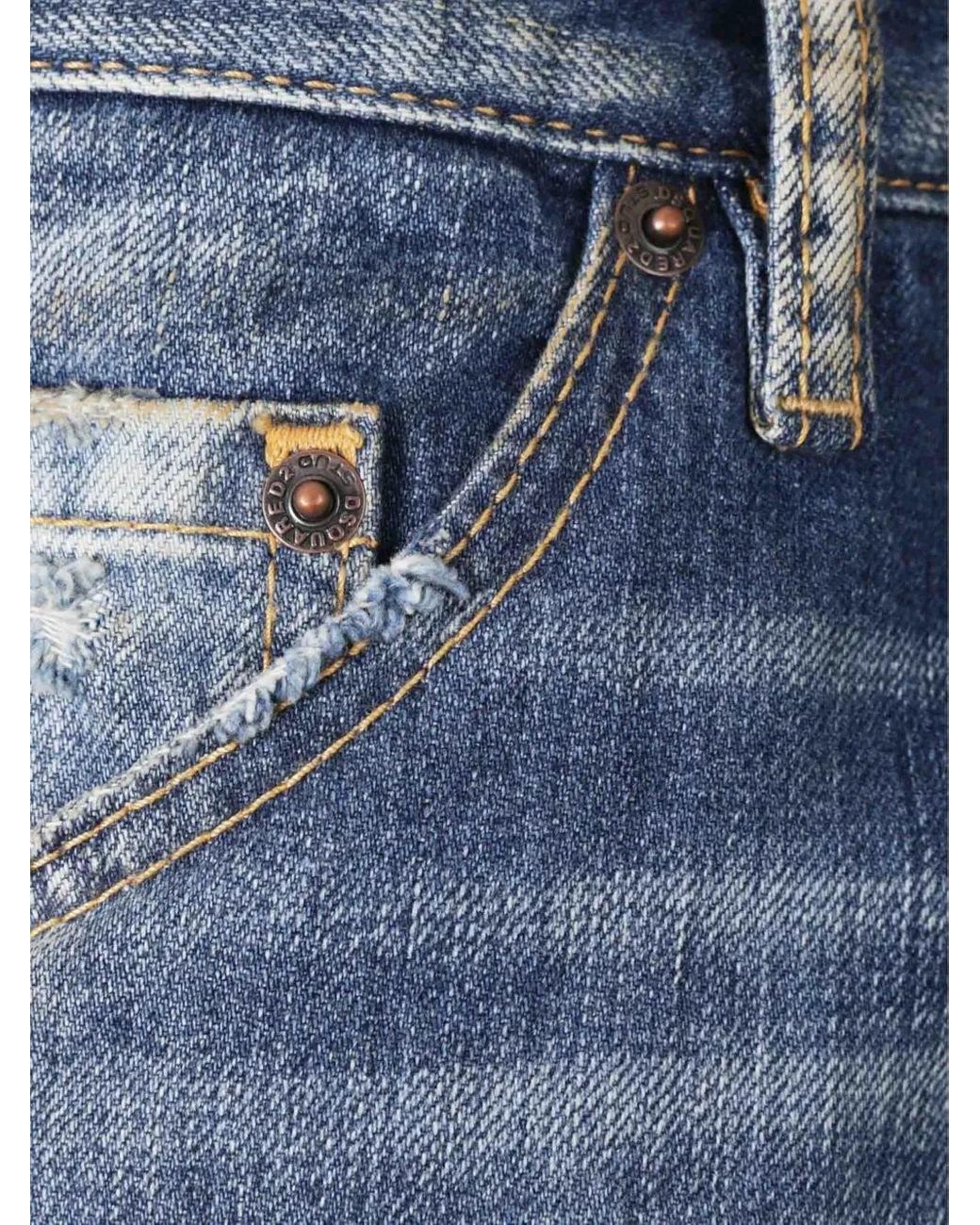 DSquared² Blue Faded Distressed Denim Jeans for men
