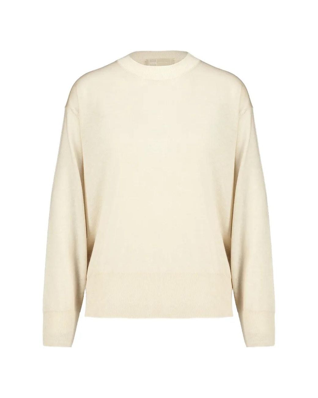 120% Lino Natural Crew-Neck Wool Sweater