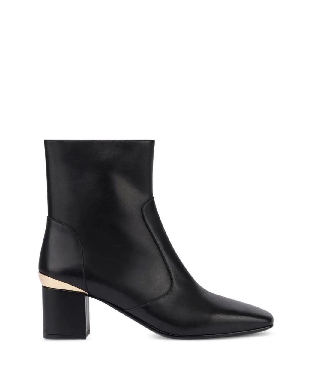 Love Moschino Black Logo-Plaque Leather Ankle Boots
