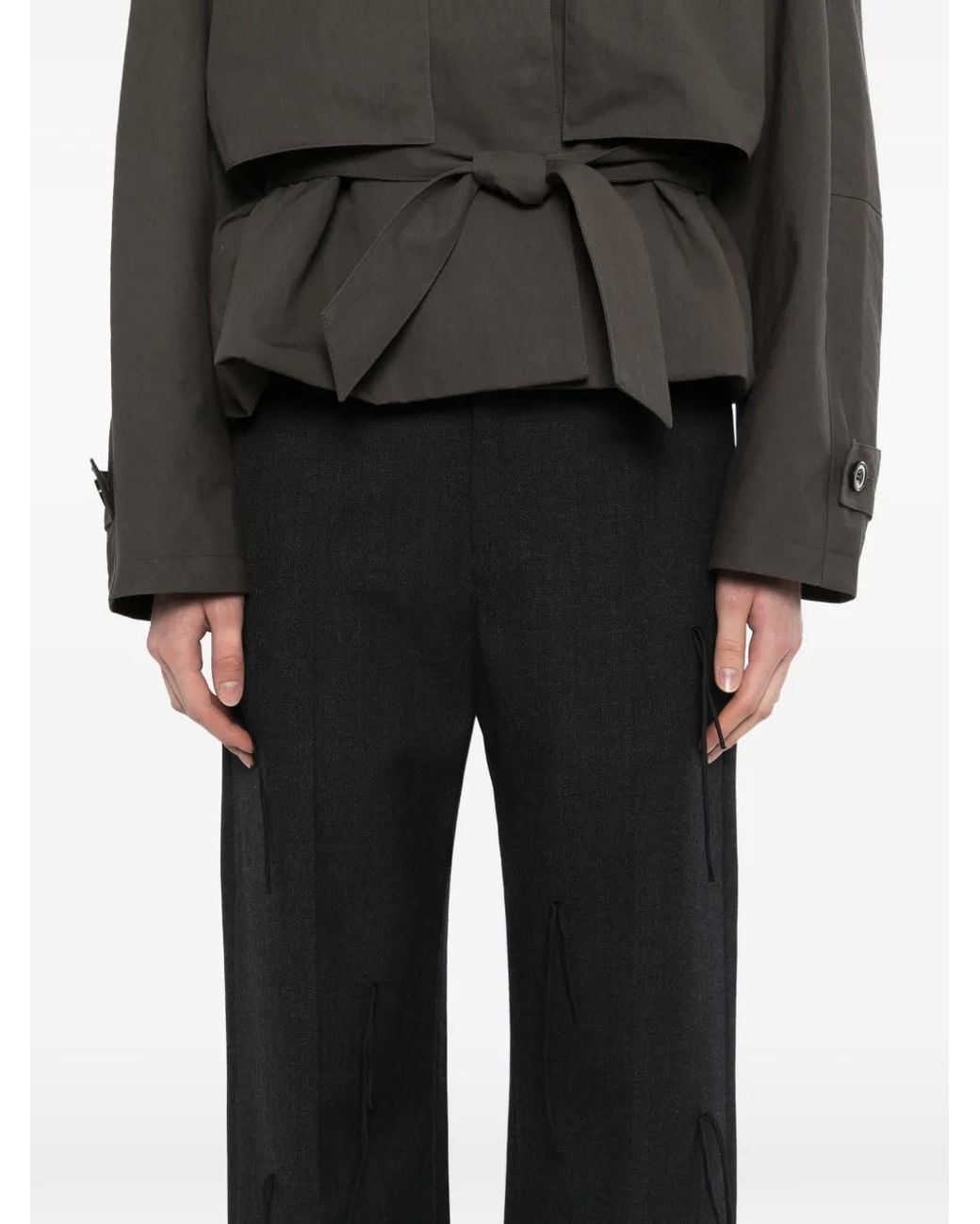 JNBY Black Fringe Straight-Leg Trousers