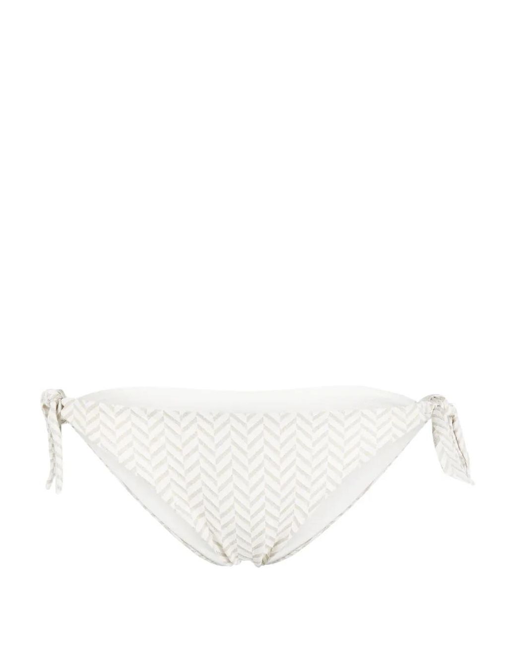 Twinset White Herringbone-Pattern Bikini Bottoms
