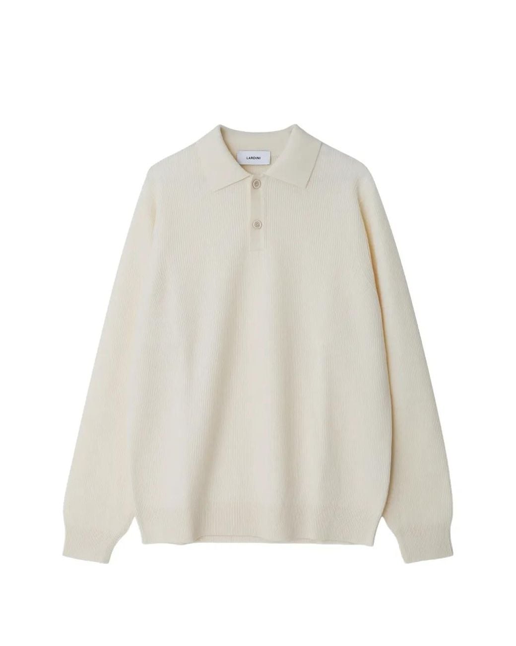 Lardini White Ribbed-Knit Polo Sweater for men
