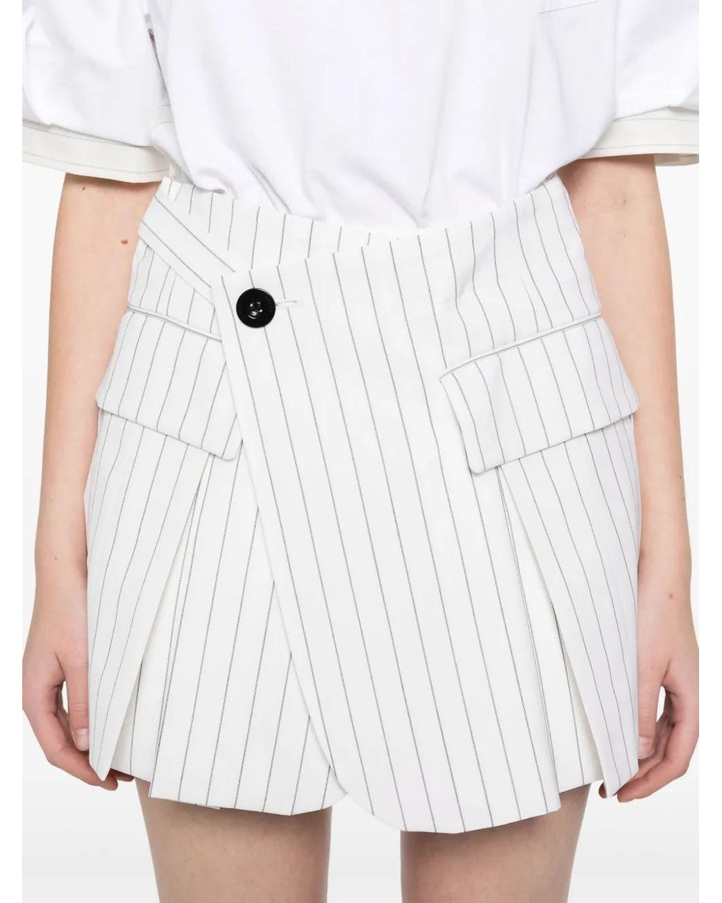 Sacai White Striped Shorts