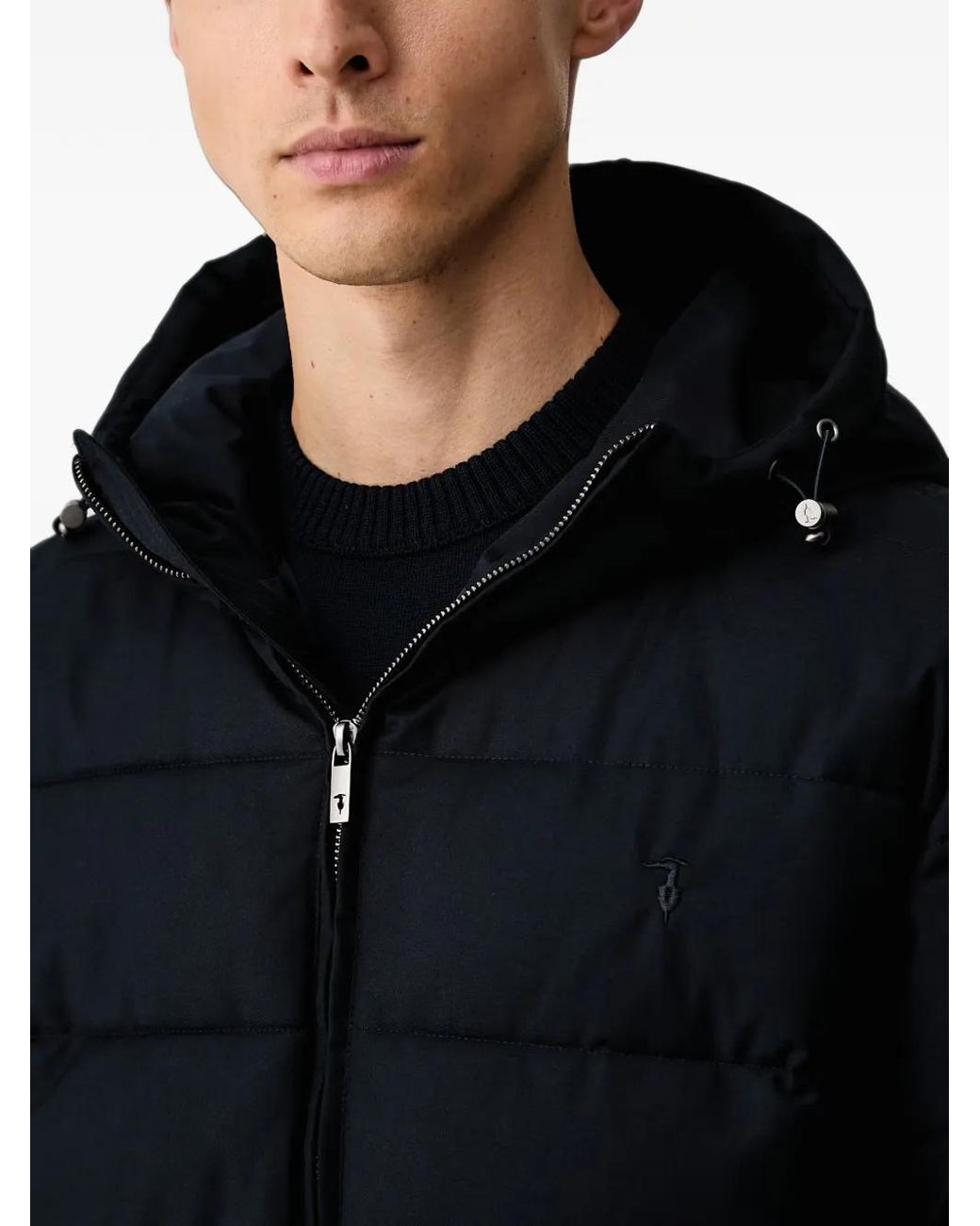 Trussardi Blue Quilted Hooded Jacket for men