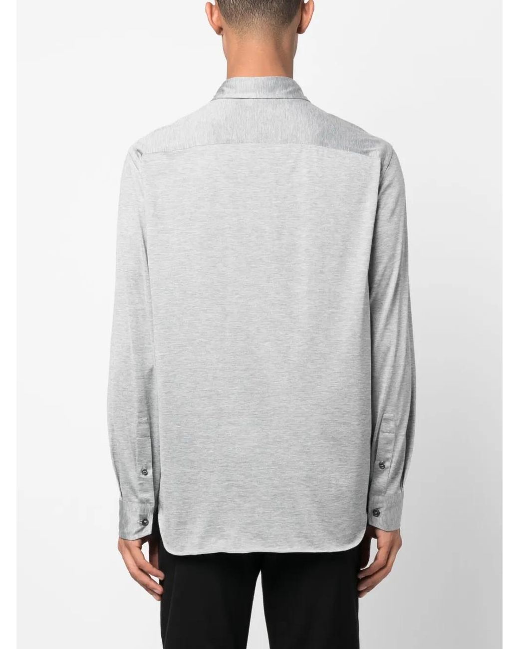 Brioni Gray Mélange-Effect Button Shirt for men