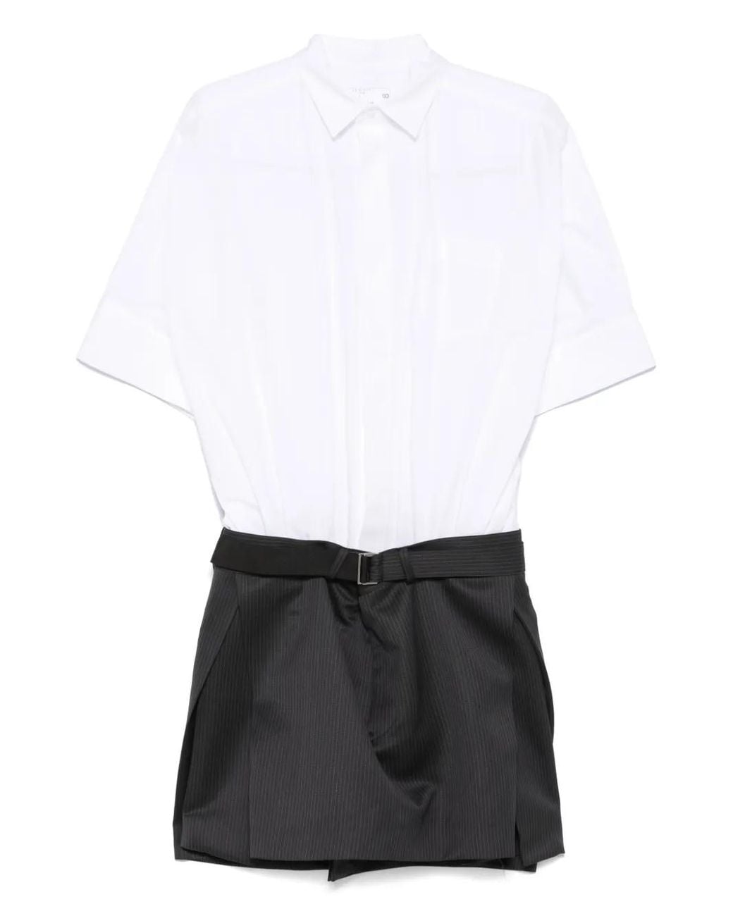 Sacai White Panelled Mini Dress